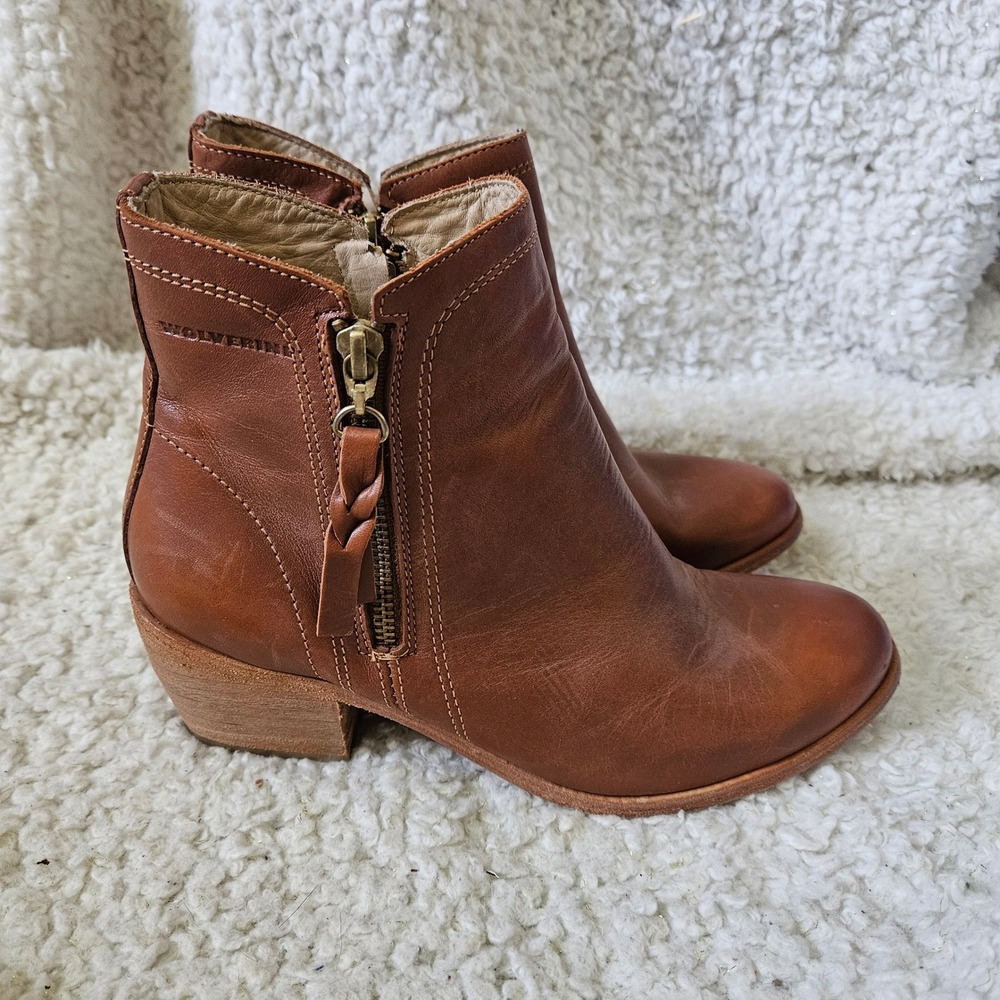Wolverine‎ Ella Brown Leather Ankle Boots sz 8.5
